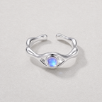 MOON GAZE — Moonstone Curved Silver Open Ring