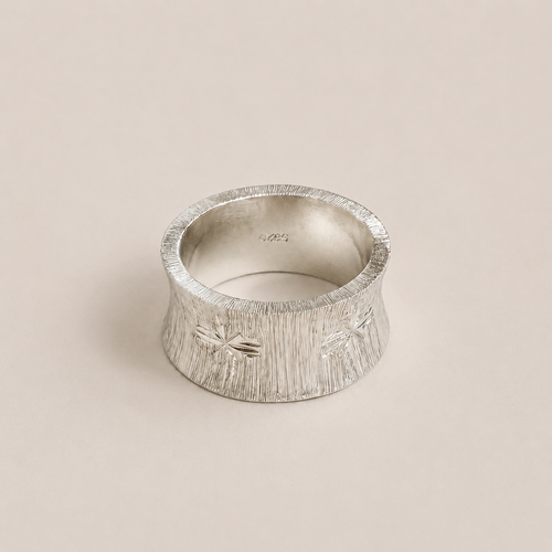 STILL SIGNAL — Textured Silver Architectural Band Ring