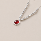 VEIN TRACE — Red Agate Fragmented Silver Pendant Necklace