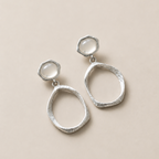 VEIN TRACE —White Agate Brushed Silver Drop Earrings