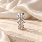 Close-up of intricate lace-inspired details on a 925 sterling silver ring